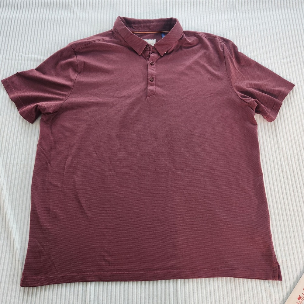 Modern Ambition Mens XXL Burgundy Technical Micro Texture Polo Shirt 1754196